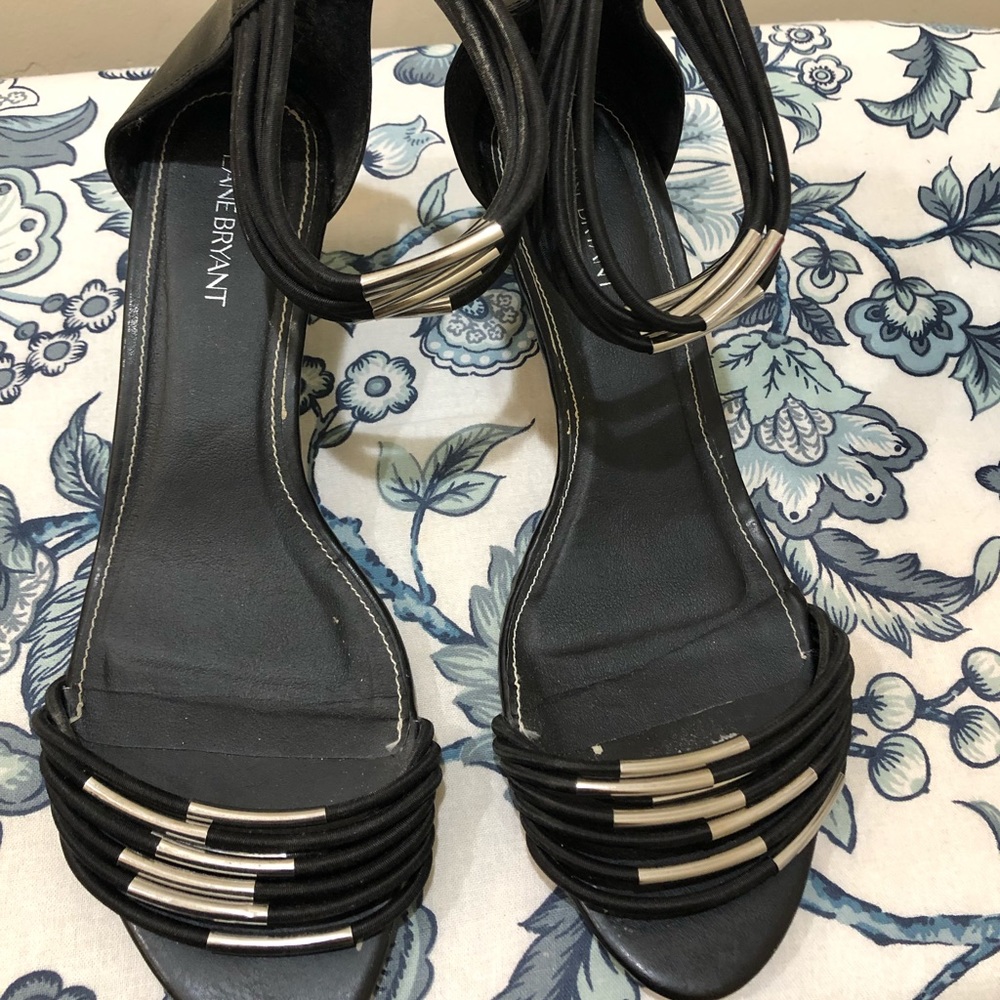 Black & Silver Sandal with small wedge heel